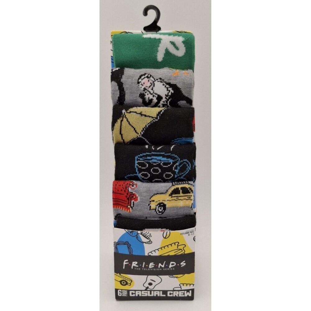 Friends Casual Crew Socks Bioworld 6 Pk Sz 8-12